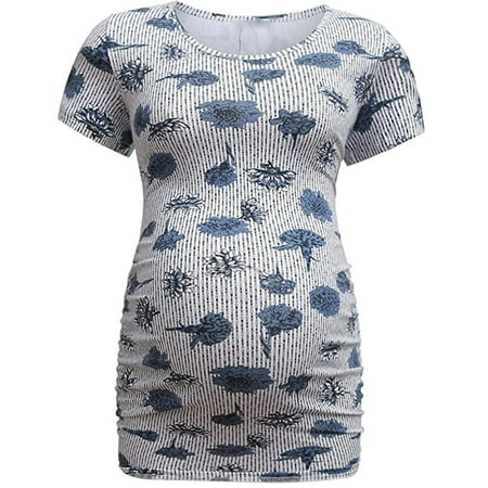 

TANGNADE Women Maternity Short Sleeve Fashion Print Tops Pregnancy T-shirt Clothes