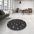 thumbnail image 3 of Ahgly Company Indoor Square Contemporary Carbon Gray Abstract Area Rugs, 4' Square, 3 of 6