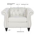 thumbnail image 5 of Hassch White PU Leather Upholstered Chesterfield Accent Armchair with Solid Wood Legs, Classic Single Sofa Chair for Living Room and Bedroom, 5 of 9