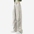 thumbnail image 6 of hotojiny Cargo Pants Women Button Low Rise Drawstring Bow Tie Sweatpants Streetwear Cute Casual Pockets Hiking Wide Leg Trousers, 6 of 7