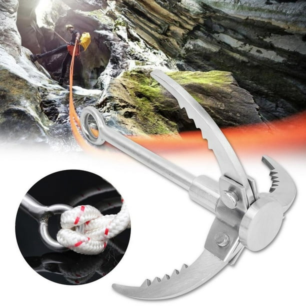 Rdeghly Grappling Hook,3 Claws Folding Hook Outdoor Survival Stainless Steel  Rock Climbing Grappling Hook,Stainless Steel Grappling Hook 