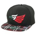 thumbnail image 2 of Hecho En Mexico Baseball Cap Eagle Mexican Aguila Embroidered Snapback Flat Bill (7fc60_3 color/Checker Black), 2 of 5