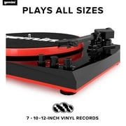 Gemini Sound TT-900BR Bluetooth Belt Drive Turntable with Dual Stereo Speakers, Black Red