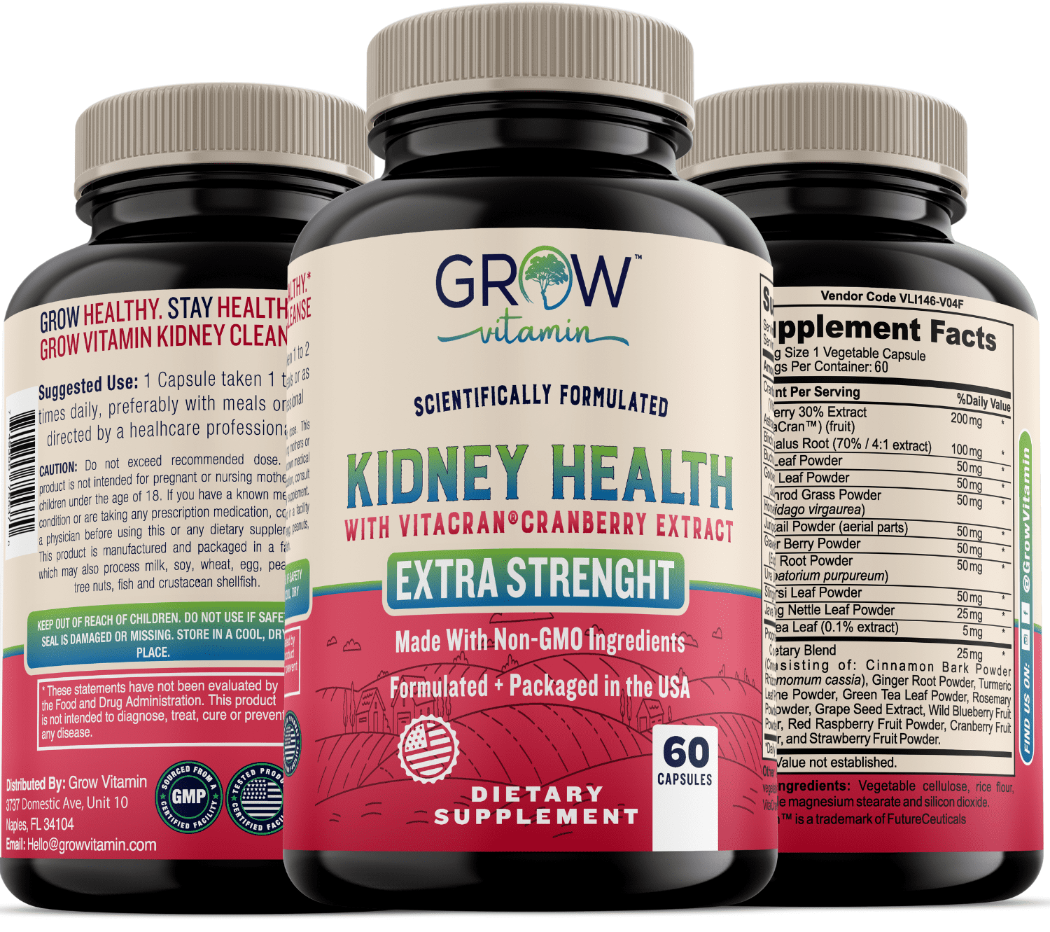 Kidney Health Support Supplement by Grow Vitamin (Kidney Cleanse