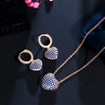thumbnail image 2 of Romantic Royal Blue CZ Lady Heart Pendant Necklace Earrings Set 585 Gold Jewelry, 2 of 9