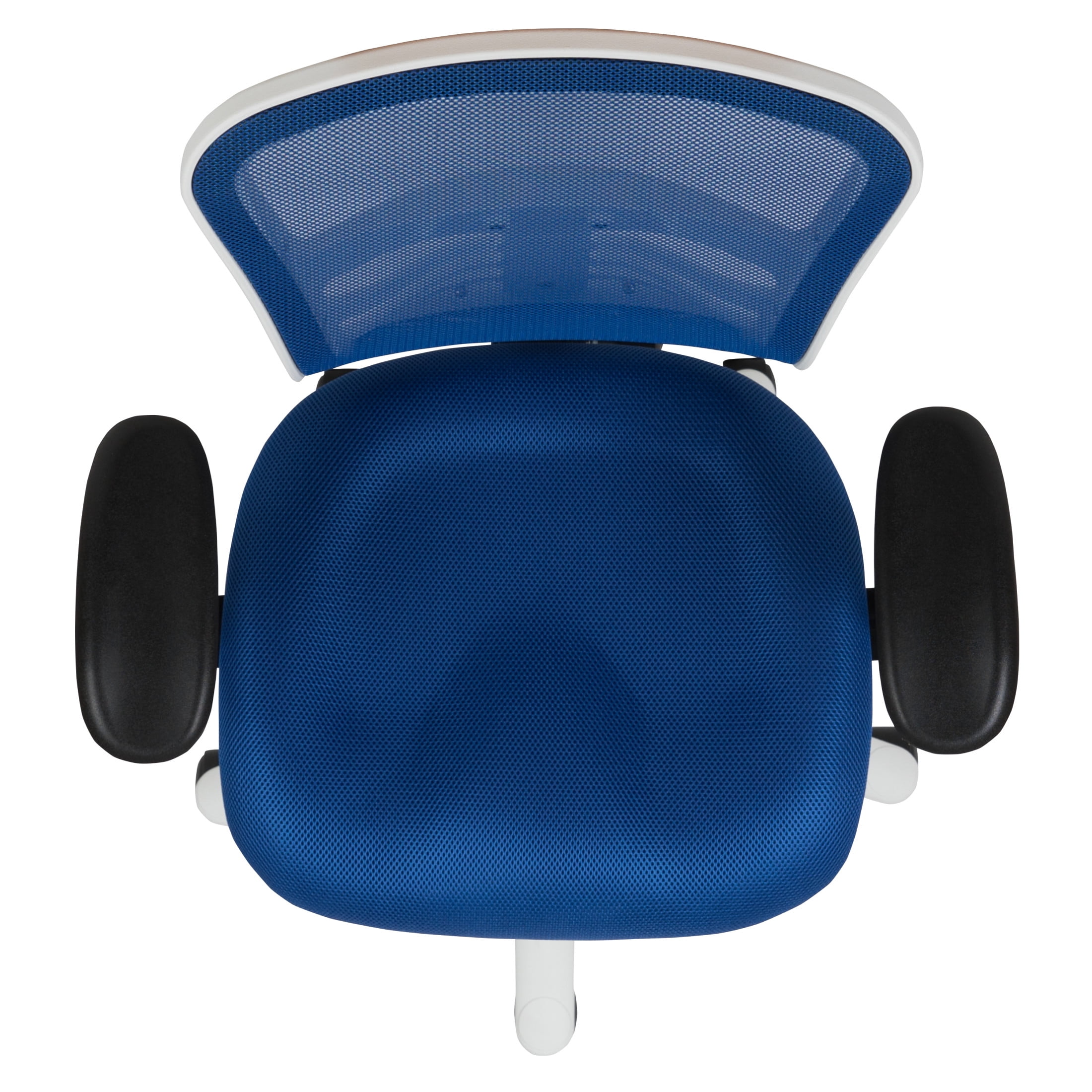 Emma + Oliver Mid-Back Blue Mesh/White FrameMultifunction Ergonomic Office Chair with Arms