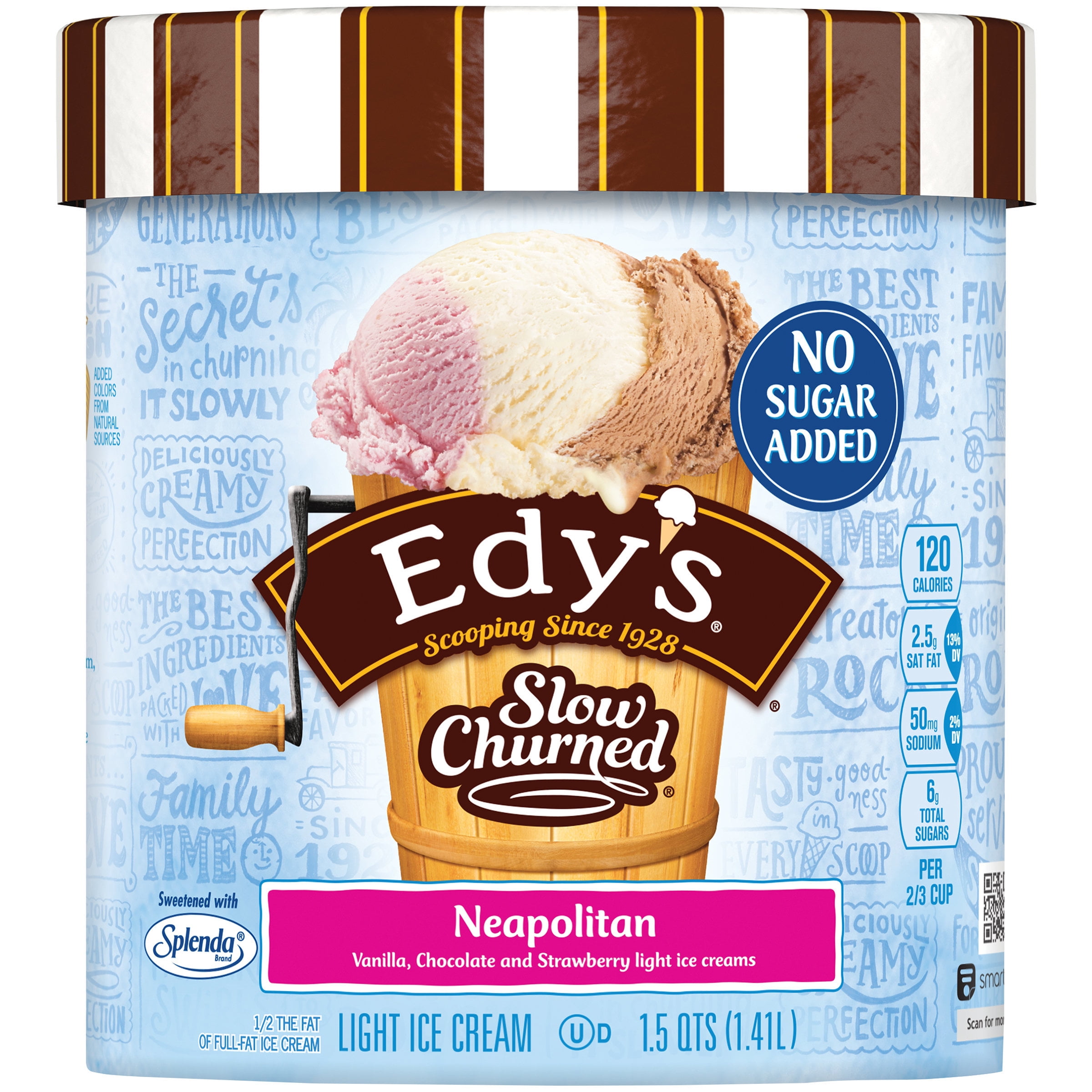 Edy S Dreyer S Slow Churned Neapolitan No Sugar Added Light Ice Cream 1 5 Qt Tub Walmart Com Walmart Com