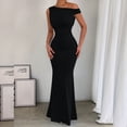 thumbnail image 6 of TaTaai Women's Solid Color Sleeveless Off-Shoulder Fishtail Dress with Slim Fit, Elegant Design, and Mermaid Hem Gift, 6 of 8
