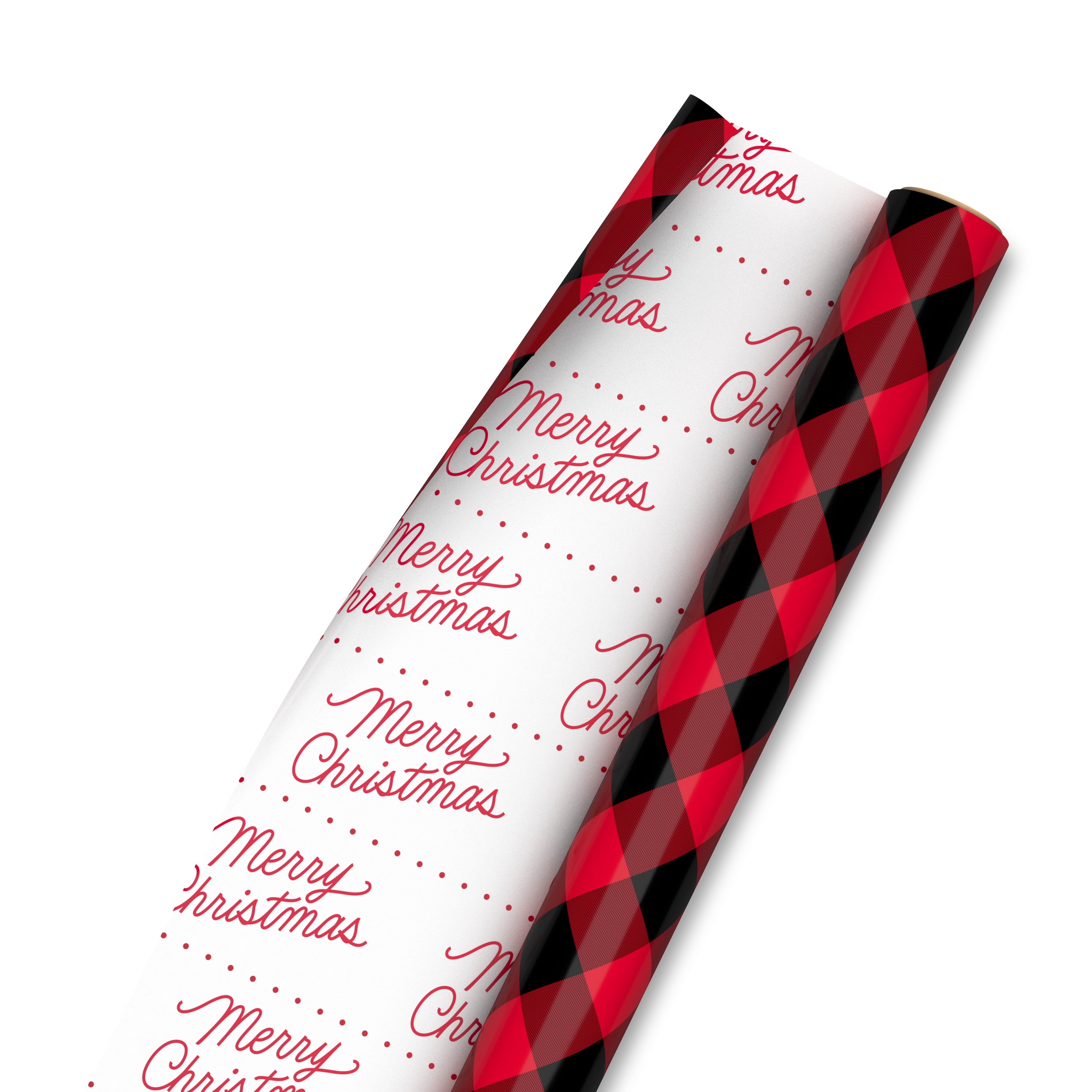 Hallmark Reversible Christmas Wrapping Paper (Buffalo Check/Merry Wishes)