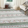 thumbnail image 4 of FairOnly 8'x10'Boho Floral Printed Non Slip Soft 5'x7'Area Rug for Bedroom Low Pile Non Shedding Indoor Rug for Modern Living Room Kitchen,Green Beige, 4 of 7