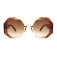 thumbnail image 2 of Womens Octagonal Retro Beveled Thick Rim Chic Mod Sunglasses All Brown, 2 of 4
