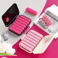 thumbnail image 4 of Weekly Pill Organizer a row 4 grids Portable Travel Pill Box With Large Opening For Vitamins Medication Supplements Fish Oils, 4 of 5