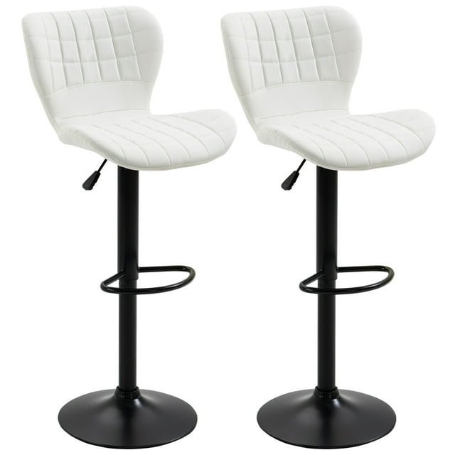 HOMCOM Tabourets de Bar Ensemble de 2 Chaises de Bar Pivotantes à Hauteur Réglable en Cuir PU