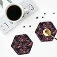 thumbnail image 4 of Naloa Orchids Flowers Leather Coasters for Drinks, Durable Drink Coasters 4 Set for Tabletop Protection, Luxurious Home Décor and Housewarming Gift ( {designName})Hexagon, 4 of 6