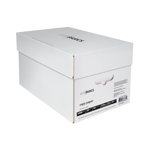 Just Basics Copy Paper Letter Paper Size 92 Brightness 20 Lb White 500 Sheets Per Ream Case Of 10 Reams Walmart Com