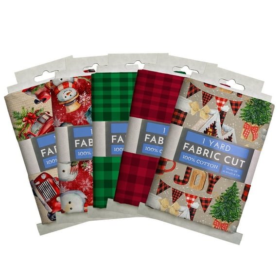 David Textiles 44 x 1 Yard Cotton 5-piece Christmas Bundle Sewing & Craft Fabric Precuts
