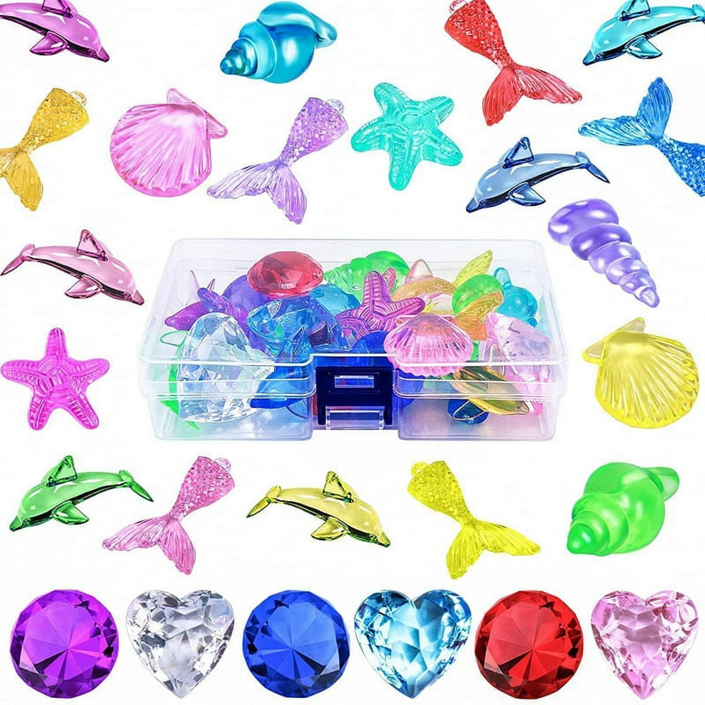 Lot De 100 Gemmes Acryliques Animaux Marins - Jouets De Piscine - Déco Aquarium, Vase - Chasse Au Trésor