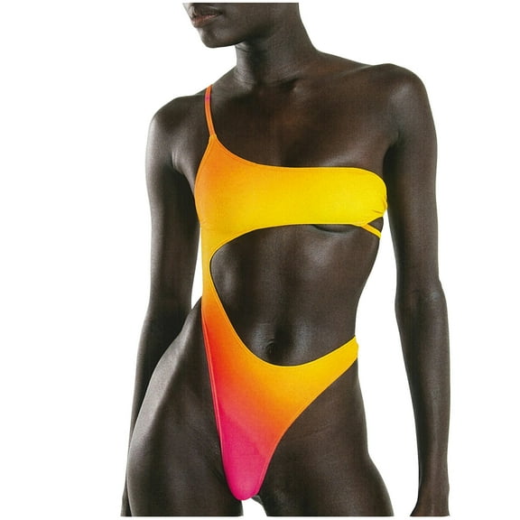 LYXSSBYX Plus Size Swimwear One Piece Women Summer Fashion Solid Tie-Dye Hollow Tank Top One-Piece Bikini Swimsuit Women Swimwear