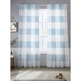 thumbnail image 5 of Blue Checkered Semi Sheer Window Curtains 96 Inches Long, Blue White Buffalo Plaid Rod Pocket Voile Silky Chiffon Curtain Light Filtering Drapes for Living Room, Kitchen, Bedroom, 52"x96", 2 Panels, 5 of 9