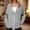 Gray, variant on Women's Stand Collar Full Zip Up Jacket Solid Color Side Zipper Pockets Loose Drop Shoulder Long Sleeve Polyester Casual Sweatshirt Coat S-XXL