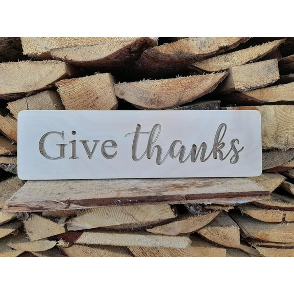 Cskhip Wood Signs Give thanks sign. Home sign. Inspirational sign. Wooden Signs With Sayings 4x16 inch