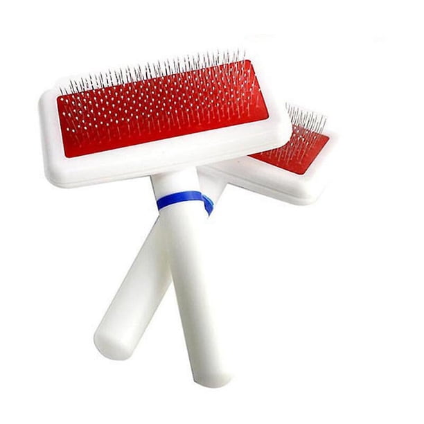 Cepillo autolimpiante Cepillo para perros y gatos, Cepillo retráctil para el cuidado de mascotas para mascotas de pelo largo, Herramienta profesional para quitar el pelo de mascotas Blanco 2 piezas,