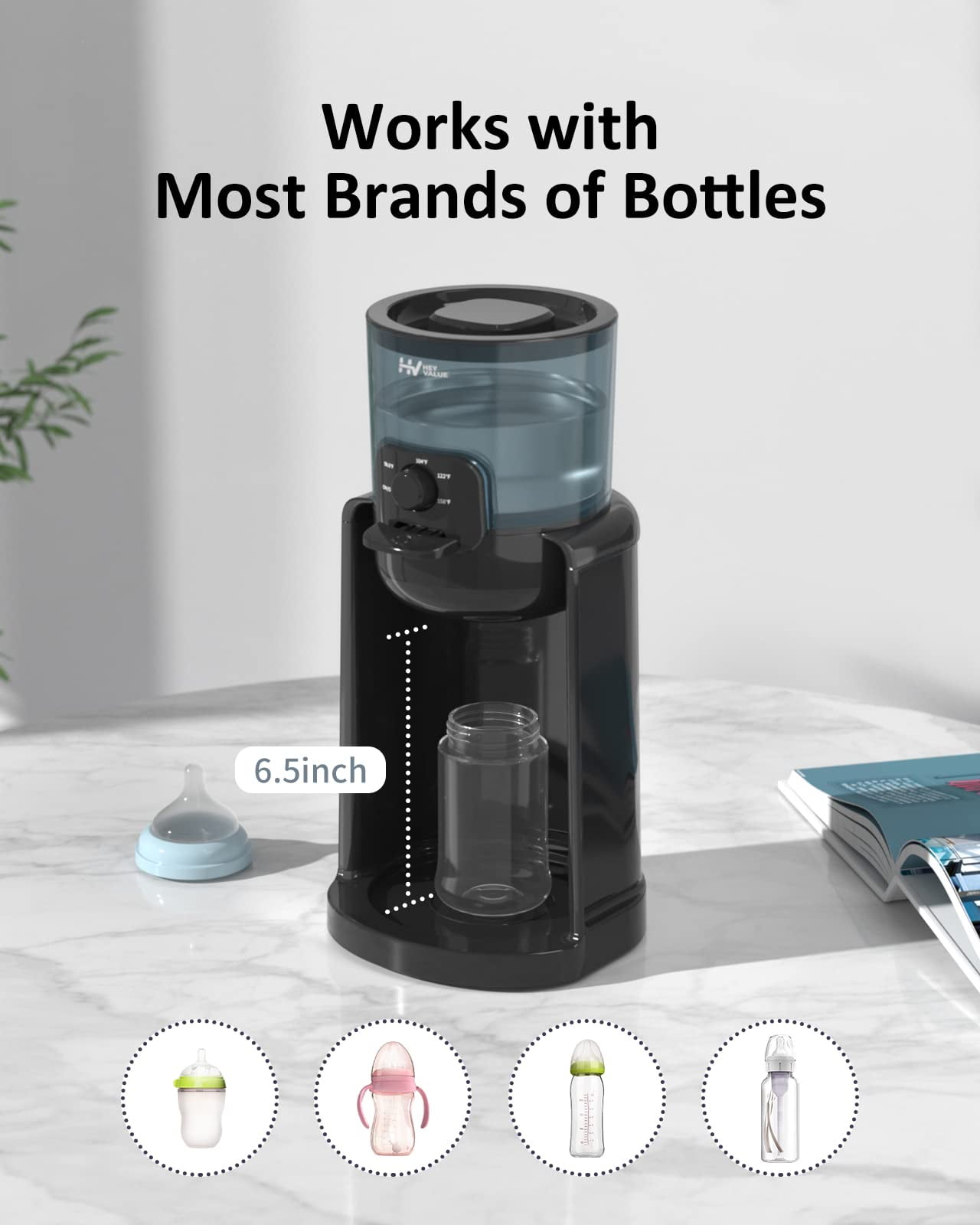 HEYVALUE Instant Water Warmer, Baby Bottle Warmer, Formula Dispenser, 72H Keep Warm, 4 Temperature Options, Night Light