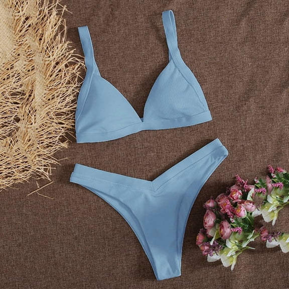 Baqcunre Swim Suits for Women 2024, Bottom Marine Style Set Two Women Print Switmsuit Bathing Pieces Bikini Suit Swimwears Tankinis Set Swimwears Tankinis Set, Bikini Sets for Women, Blue L
