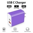 thumbnail image 3 of USB C Charger Block,HAOANO 20W PD Type C Charger Block with 2PACK Fast Charging Cables 6ft QC3.0 Wall Charger Adapter Plug Brick USB C Block,Purple, 3 of 5
