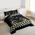 thumbnail image 3 of Feelyou Cross Bike Lover Full Size Comforter Sets for Child, Motorcycle Speed Sport Bedding Comforter Set, Black Yellow Cartoon Reversible Bedding Sets, Lightweight Room Decor, 3-Piece, 3 of 8