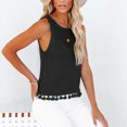 thumbnail image 2 of Blusa sin mangas con dobladillo con flecos y escote hueco para mujer, top tipo chaleco de crochet para verano, 2 of 6