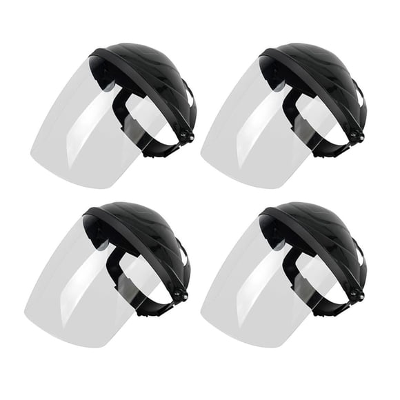 Uooglle Paquete de 4 Protectores Faciales Completos, Máscara de Seguridad Transparente para Rectificar y Cortar, Protector Facial de Cabeza Resistente a Impactos con Trinquete Ajustable para