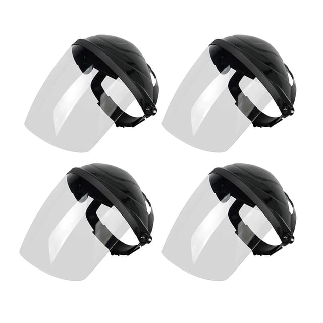 Uooglle Paquete de 4 Protectores Faciales Completos, Máscara de Seguridad Transparente para Rectificar y Cortar, Protector Facial de Cabeza Resistente a Impactos con Trinquete Ajustable para