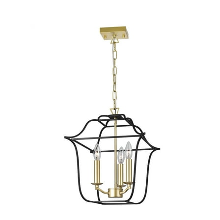 CWI Lighting Tudor 3 Light Contemporary Metal Pendant in Satin Gold/Black