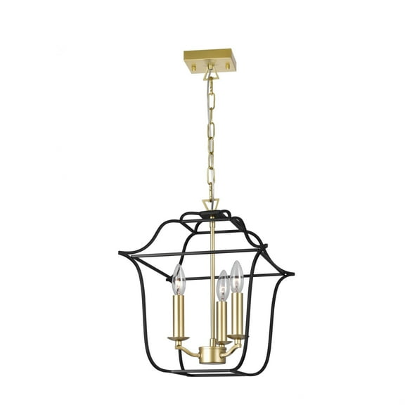 CWI Lighting Tudor 3 Light Contemporary Metal Pendant in Satin Gold/Black