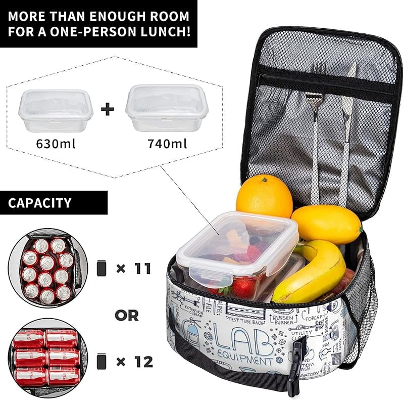 Funny Science Chemistry Lunch Box Insulated Soft Bag Reusable Cooler Bag For Women&Men&Work Picnic Hiking