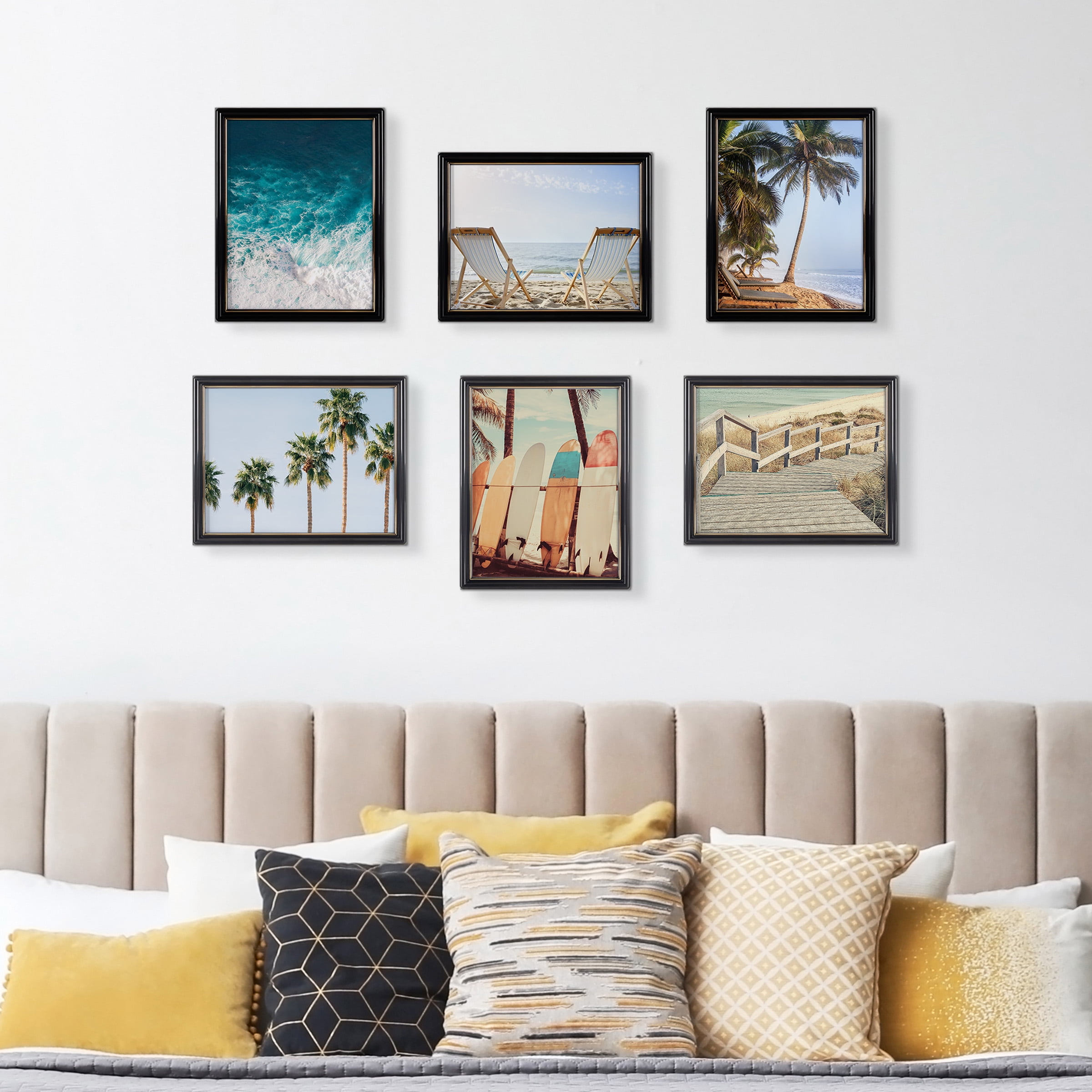 Lavish Home Picture Frame Set, Document Frame Pack for Picture Gallery Wall with Hangers, Set of 6