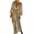 thumbnail image 1 of GPOECD Robe de Soirée Longue à Paillettes pour Femmes, Cardigan à Paillettes à Manches Chauve-Souris, Robe de Fête et de Vacances à Col en V, Jaune, P, 1 of 6