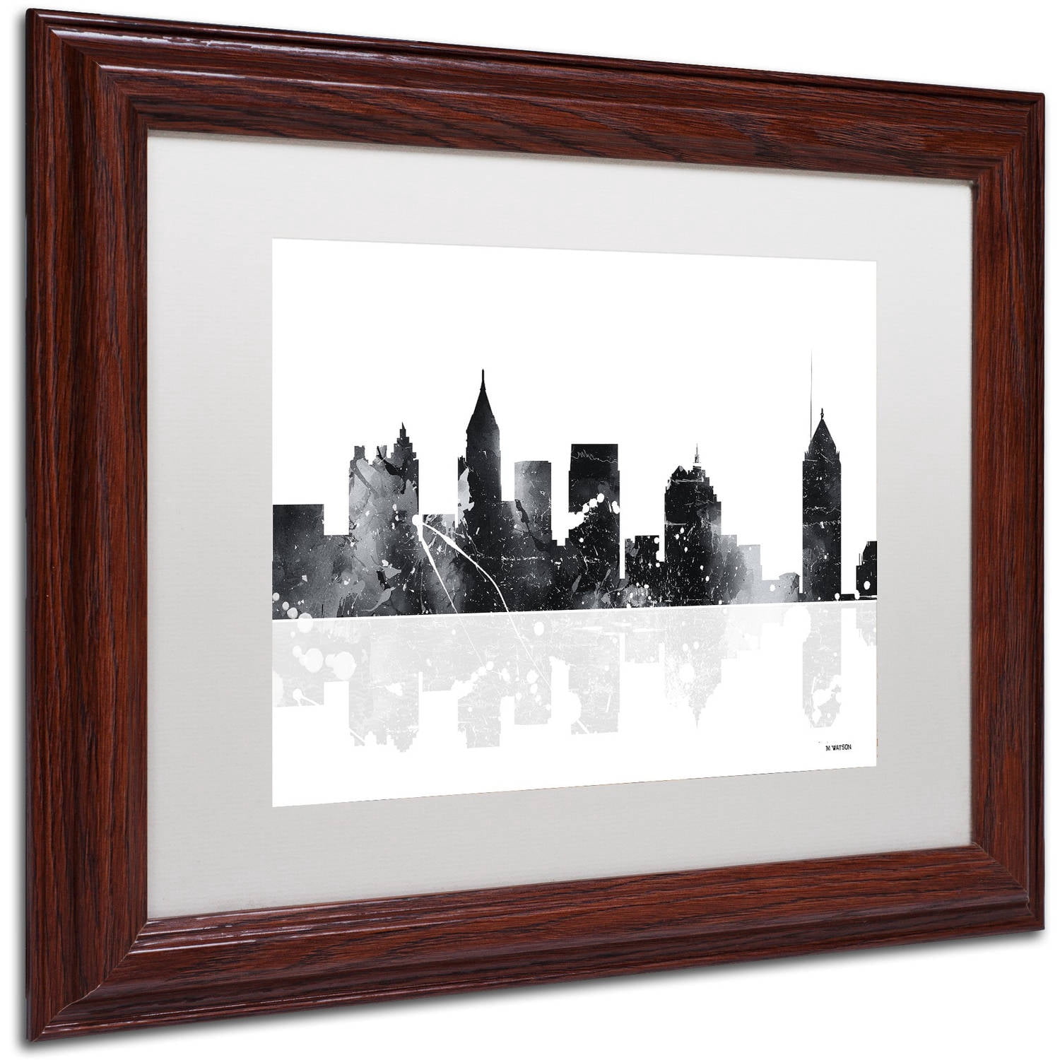 Trademark Fine Art "Atlanta Georgia Skyline BG-1" Canvas Art by Marlene Watson, White Matte, Wood Frame