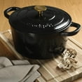 thumbnail image 5 of Crock Pot Artisan 7 Quart Round Enameled Cast Iron Dutch Oven in Black with Gold Handle, 5 of 6