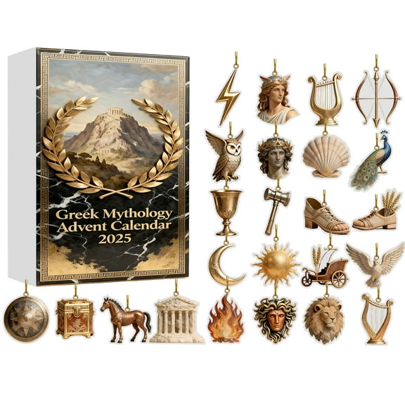Greek Mythology Advent Calendar 2025 with 24 Unique Mythological Figurines and 2D Flat Airplane Box for Daily Unveiling,Collectible Doll Gift For Kids