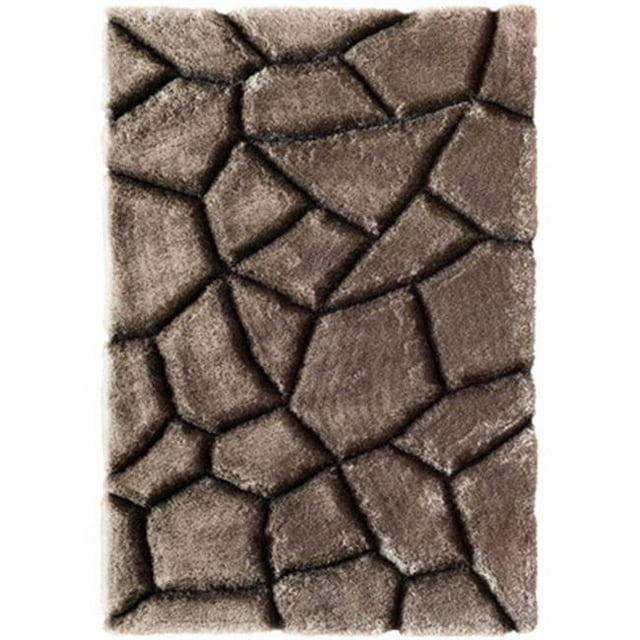 Central Oriental 5204.82.50 Magna Stepping Stones 100 Percent Polyester Rug, Grey - 5 x 7 ft.