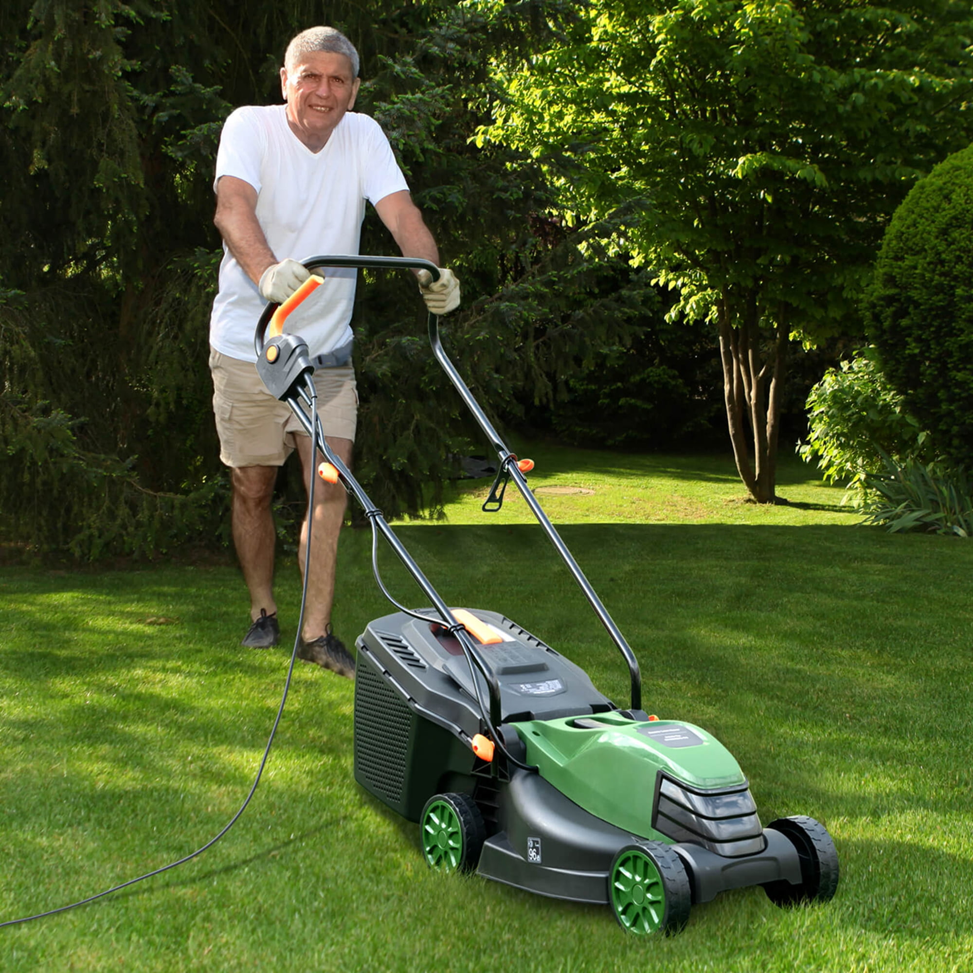 Costway 14 inch 12 AMP Corded Electric Push Walk-Behind Lawnmower, Adjustable Cutting Height