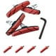 thumbnail image 1 of Juego de pastillas de freno para bicicleta de color rojo, 2 pares para bicicletas V-Bikes y MTB, incluye 4 tapas de cable y llave hexagonal, 1 of 5