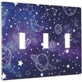 thumbnail image 2 of NICKSUN Galaxy Space Purple Combination Wall Plate, 3 Gang 3 Toggle Outlet Cover Decorative Switch Plate for Office Home Decor, 4.5 x 6.38 Inch, 2 of 6