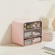 thumbnail image 1 of Organizador de escritorio con cajones | Almacenamiento de plástico para papelería y cosméticos para estudiantes | Dos tamaños: blanco y rosa | Organizador de escritorio compacto multicapa para, 1 of 6