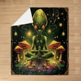 thumbnail image 3 of Cartoon Frog Alien Throw Blanket Jungle Mushroom Mysterious Glitter Stars Flannel Blanket for Kids Teens Adults Exotic Style Plants Outer Space Fleece Blanket for Living Room Twin 60x80, 3 of 6