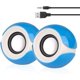 thumbnail image 1 of Altavoces USB para computadora, altavoces pequeños para computadora portátil, netbook y PC, mini sistema de altavoces estéreo con control de volumen y enchufe de audio, color azul, 1 of 6