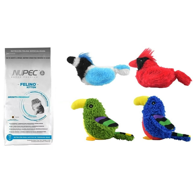 Paquete Nupec kitten 3 kg + 1 juguete sonido de ave real con catnip Fancy pets