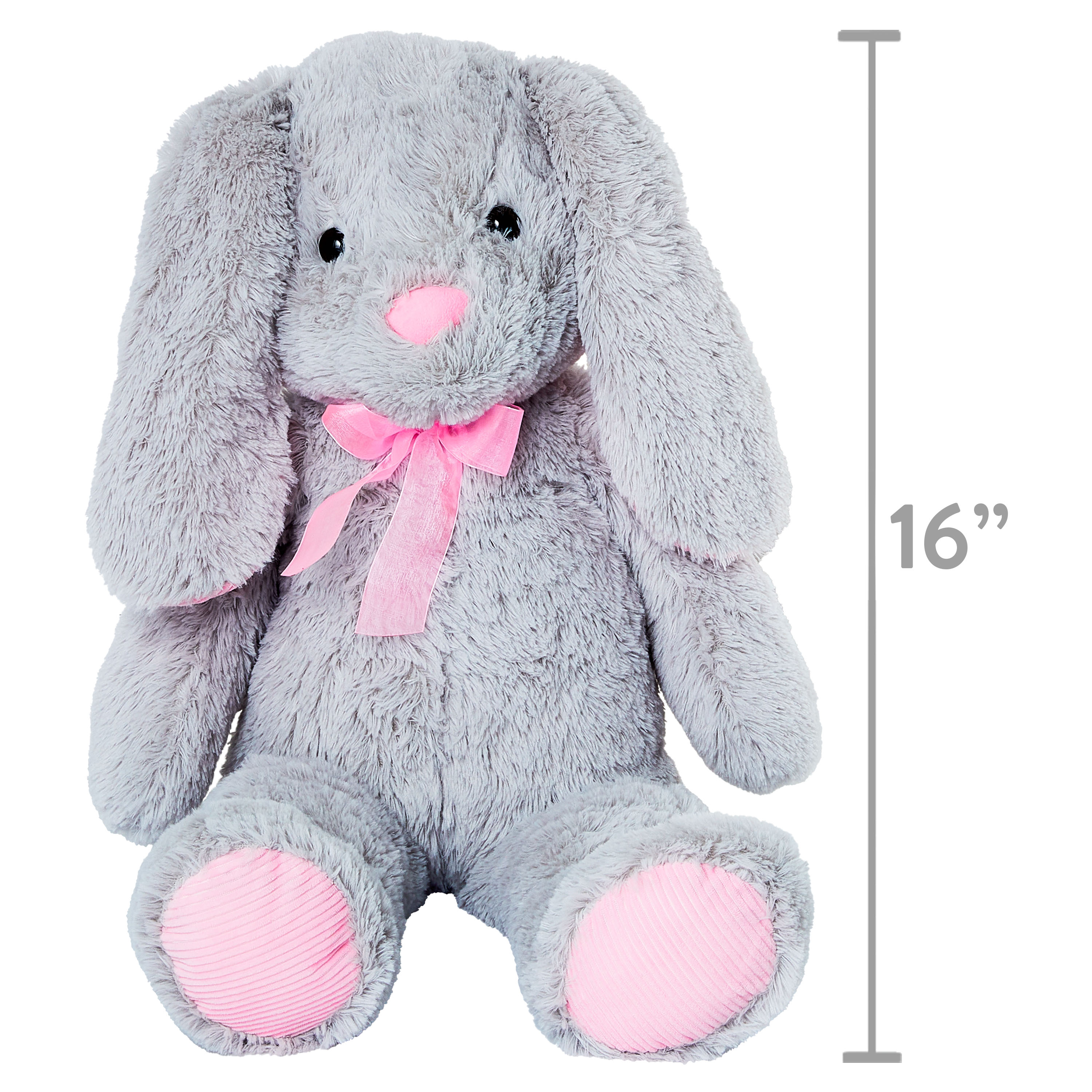 Way To Celebrate Plush 35" Large Bunny Plush, Grey - image 3 of 9